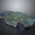 Green Armored Military Vehicle 0423 With Four Wheeled Design And Mounted Equipment