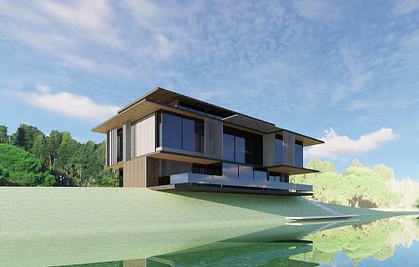 Single-family villa homestay building light luxury self-built house 08 3d model
