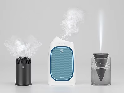 Three Modern Humidifiers With Mist Output And Different Design Features 3d model