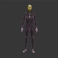 Robot Character With Modern Sci Fi Design Black Bodysuit Orange Accent Lines And Mechanical Limbs