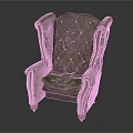 Vintage Green Wingback Armchair With Wooden Arms Legs And Pearl Accents