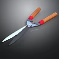 Professional Garden Scissors With Wooden Handles Red Connecting Parts And Metal Blades