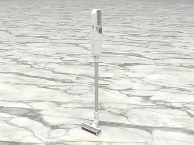 White Sleek Handheld Vacuum Cleaner for Daily Home Use on Marble Texture Floor 3d model