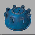 Blue Industrial Machinery Component Featuring Multiple Cylindrical Holes And Round Structure 3d model