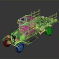 Vintage Green Truck With Wooden Cargo Bed And Retro Design Elements