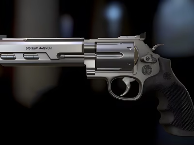 Smith & Wesson Revolver With Silver Metal Body And Black Grip Design 3d model Smith & Wesson Revolver With Silver Metal Body And Black Grip Design 3d model
