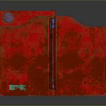 Vintage Red Electronic Device With Scratched Surface Flip Design And Green Blue Panels