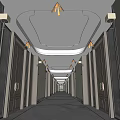 Modern Hotel Corridor Interior With Ceiling Lighting And Wooden Doors