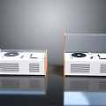 Modern White Record Players With Wooden Frames And Transparent Lids Electronic Appliances