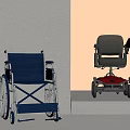 Manual And Electric Wheelchair Design With Blue Gray Seats And Red Base