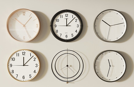 Modern clock wall decoration combination 3d model