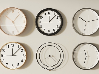 Modern clock wall decoration combination 3d model