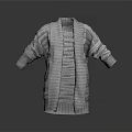 Adorable Animal Wearing Gray Knitted Cardigan On Dark Reflective Surface