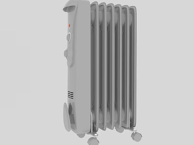 Modern Electric Radiator For Home Heating With Portable Wheels Control Knob And Fins 3d model