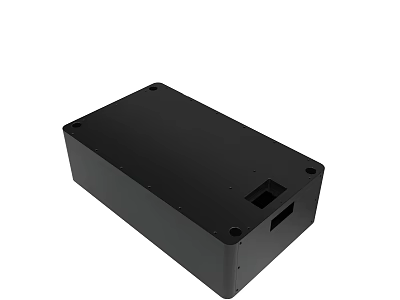 Black Rectangular Electronic Device Enclosure With Screwed Holes And Access Opening 3d model