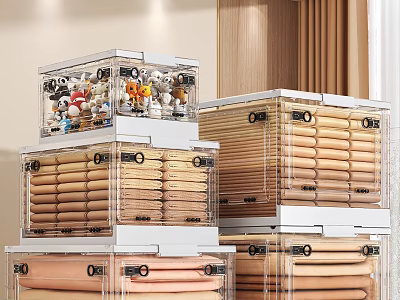 Transparent Stackable Storage Bins for Organizing Toys and Folded Clothes at Home 3d model