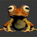 3D Cartoon Frog Character With Orange Yellow Skin And Big Shiny Eyes