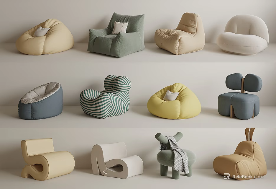 Stylish Modern Single Sofa With Various Colors Unique Designs And Comfortable Seats 3d model 