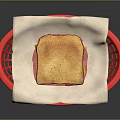 Toasted Sandwich With Golden Crust Served In Red Basket With White Paper