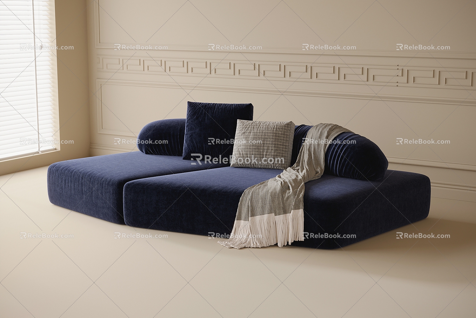 Modern Fabric Sofa Shaped Sofa 3d model