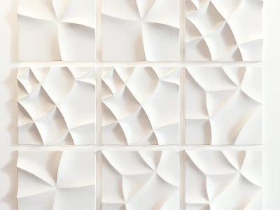 White 3D Geometric Pattern Wall Tiles With Sculptural Textured Surface 3d model