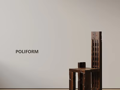 Modern Wooden Dining Chair With Slatted Back Design By POLIFORM Home Interior 3d model