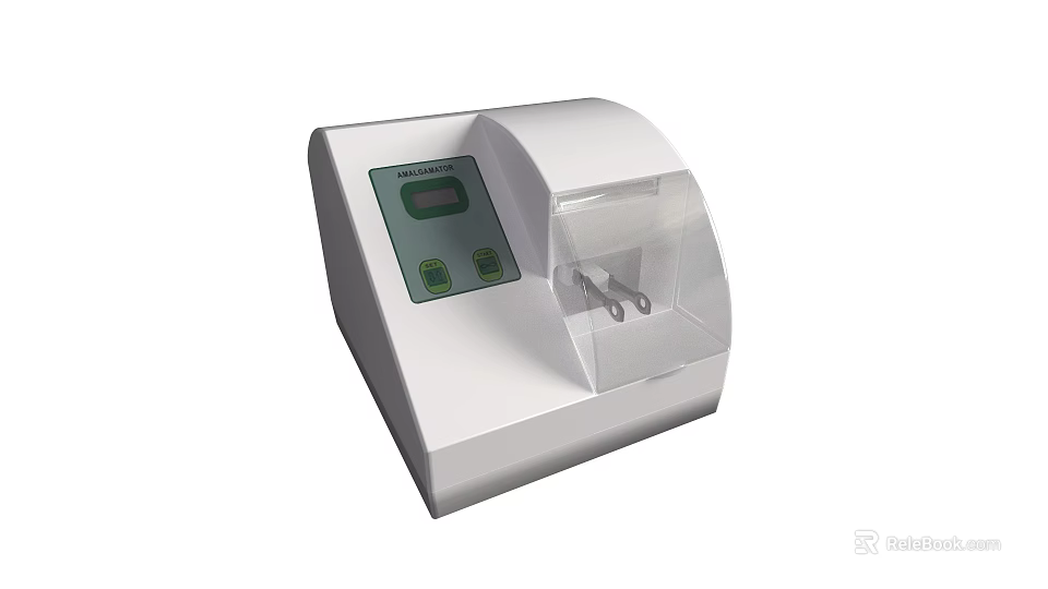 White Industrial Analytical Device With Digital Display Control Buttons And Transparent Chamber 3d model 