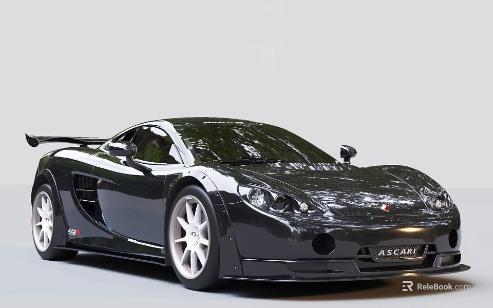 Black Ascari Sports Car Features Sleek Body And Shiny Finish 3d model 