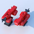Red Mechanical Arms As Hardware Tools With Black Bases On Light Blue Background 3d model