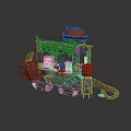 Food Truck Featuring Large Burger Neon Sign Tracked Design And Mobile Drinks