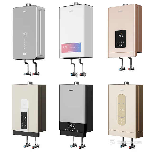 Modern Home Water Heaters With Various Colors And Digital Display Designs 3d model 