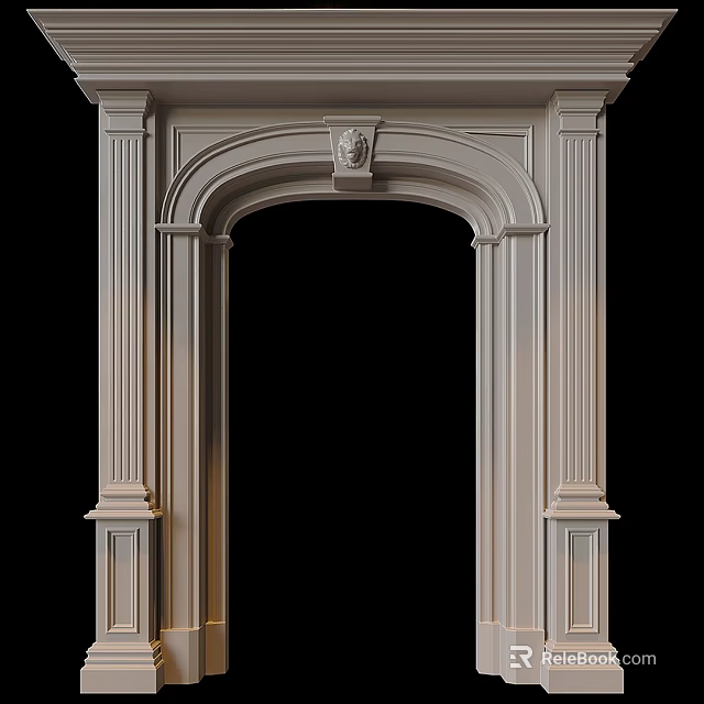 Elegant Classical Fireplace Design With Ornate Columns And Carved Decorative Frame 3d model 