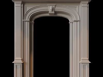 Elegant Classical Fireplace Design With Ornate Columns And Carved Decorative Frame 3d model