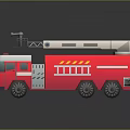 Red Fire Truck Toy With Ladder Setup And Black Wheels Design
