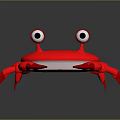 Red Crab With Big Eyes And Claws On Dark Background With Reflection 3d model