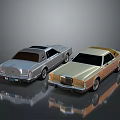 Two Classic Vintage Sedans With Silver And Gold Shiny Bodies And Reflections