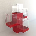 Red Transparent Multi Tiered Display Shelves With Modern Stylish Structure Design