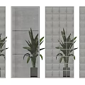 Modern Interior Glass Partition Designs With Various Patterns And Green Plants 3d model