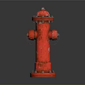 Vibrant Red Fire Hydrant With Metal Construction Top Cap Side Outlets Chains And Sturdy Base