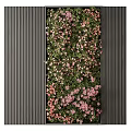 Green Living Plant Wall With Pink Flowers And Black Vertical Panels Design