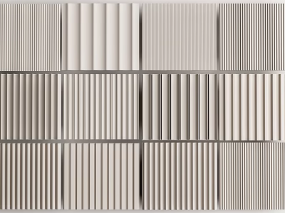 Decorative Wall Panels For Modern Interior Design With Striped And Textured Patterns 3d model