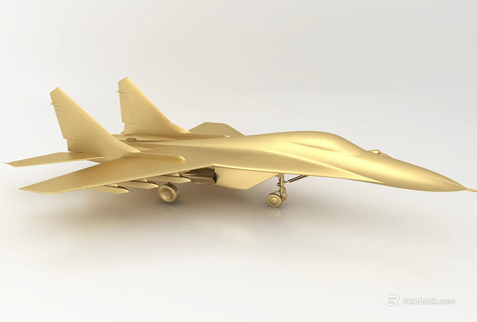 Elegant Golden Fighter Jet Model Decorative Ornament Set For Home Display Decor 3d model 