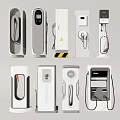 Various EV Charger Designs With Different Styles And Multiple Charging Interfaces 3d model