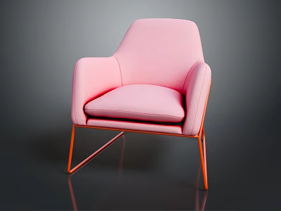 Stylish Pink Single Sofa Upholstered with Orange Metal Legs Modern Design 3d model
