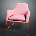 Stylish Pink Single Sofa Upholstered with Orange Metal Legs Modern Design