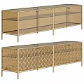 Luxury Modern Gold Sideboard With Diamond Pattern Design And Metal Frame Structure 3d model