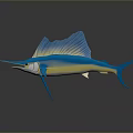 Realistic Blue And Yellow Sailfish 3D Model Rendering In Aquatic Environment 3d model