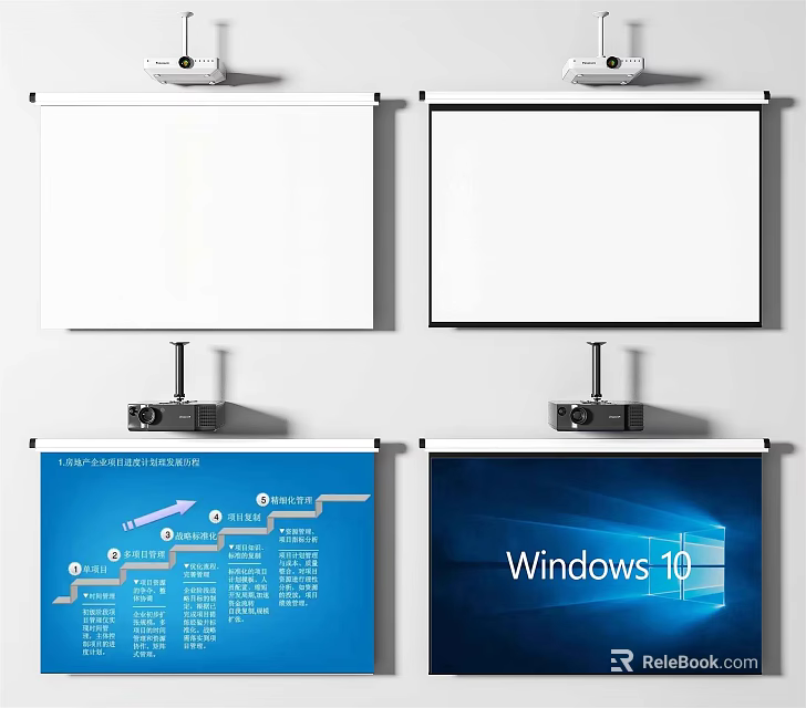 Professional Projection Monitoring System With HD Projector Screen And Surveillance Features 3d model 