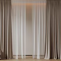 Modern Layered Curtains Brown Drapes With White Sheer Panels For Living Room Interior