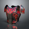 Ornate Black Armor Featuring Red Floral Patterns And Intricate Designs 3d model
